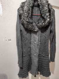 Cardigan/pulover lung gri cu blanita pentru exterior mas.S-M