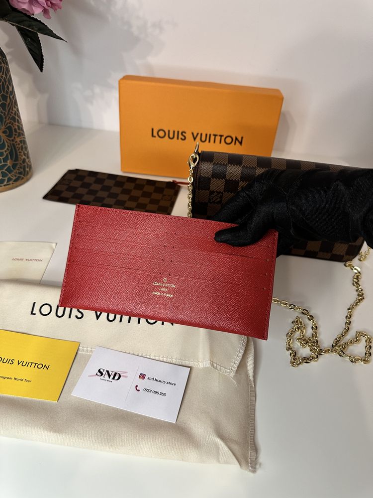 Geanta Louis Vuitton model FELICIE piele canvas 100% cutie cadou