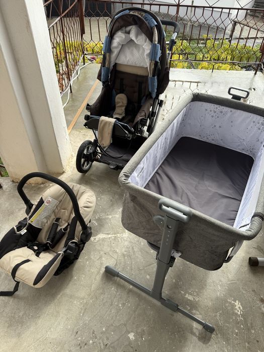Комплект бебешка количка,столче за кола и кошер