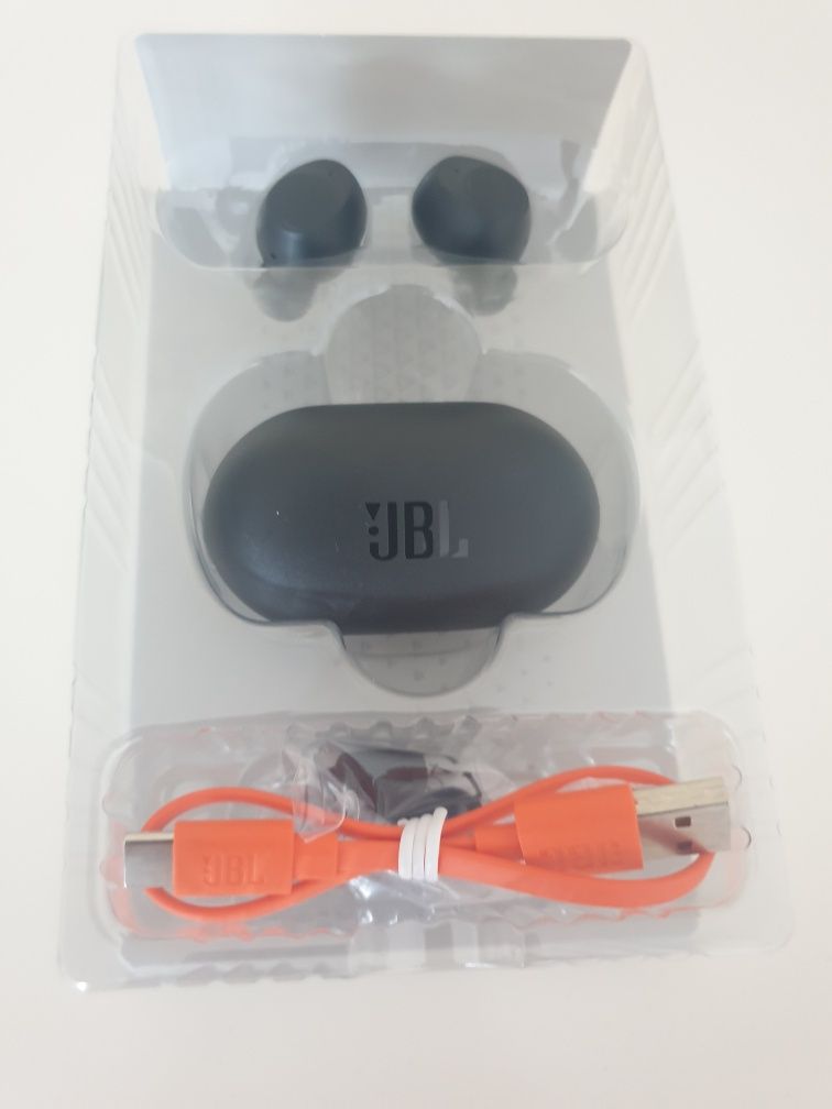 Casti audio bluetooth in-ear JBL Tune 115TWS, negru, incarcare USB Typ