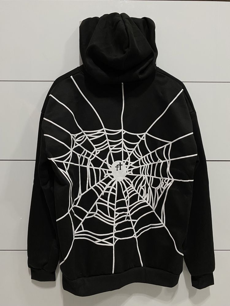 Full Zip Up Hoodie Spider Web Paianjen Panza