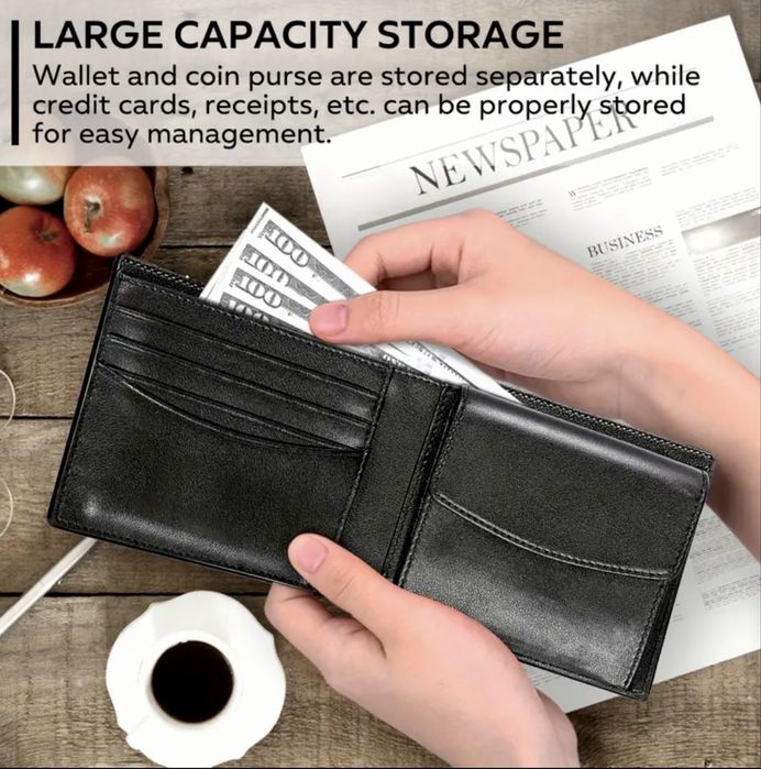 -15%Промоция•Елегантен и Изискан мъжки портфейл/Двуцветен естест. кожа