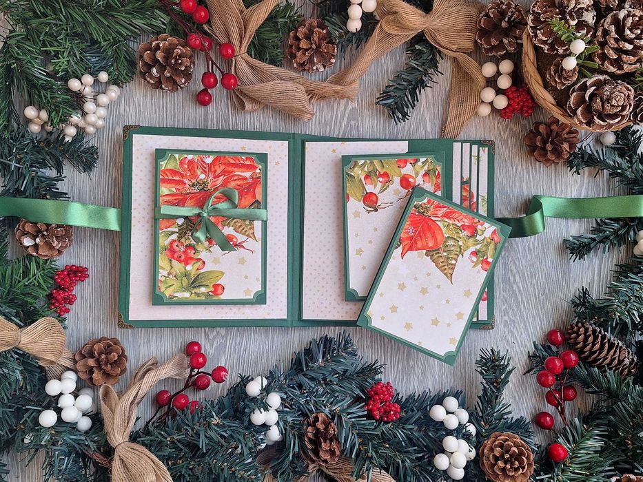 Коледен скрапбук албум "Коледен блясък" в зелено /48.20