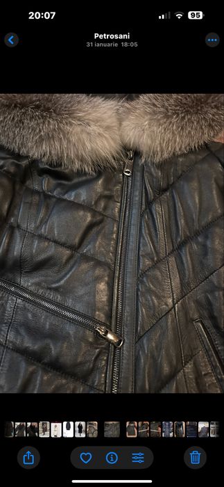 Geaca de piele cu blana