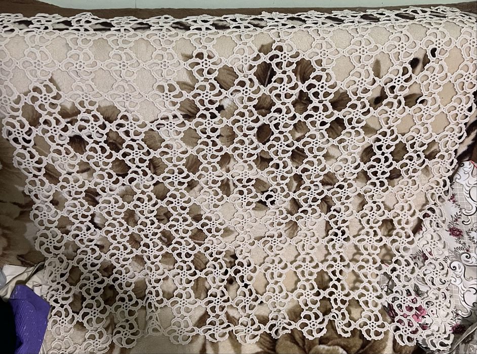 Față de masă macrame, vintage, lucrată manual, pătrată