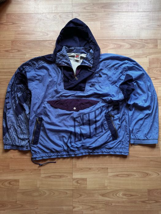 Jacheta hoodie windbreaker 1/4 zip oversize vintage 90s Nike nylon
