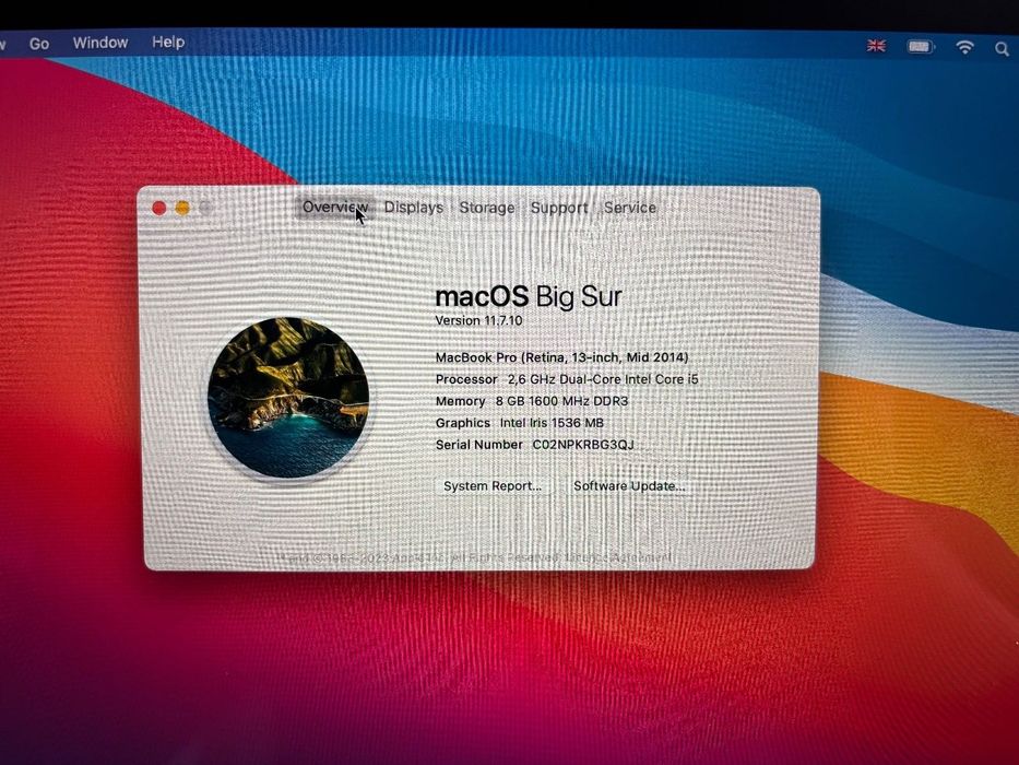 Apple MacBook Pro 13 Retina 2.6GHz i5 8GB RAM 128GB SSD 2014