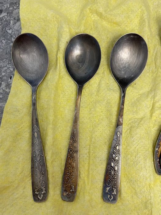 Ложки суповые, 3 шт, мельхиор, советские