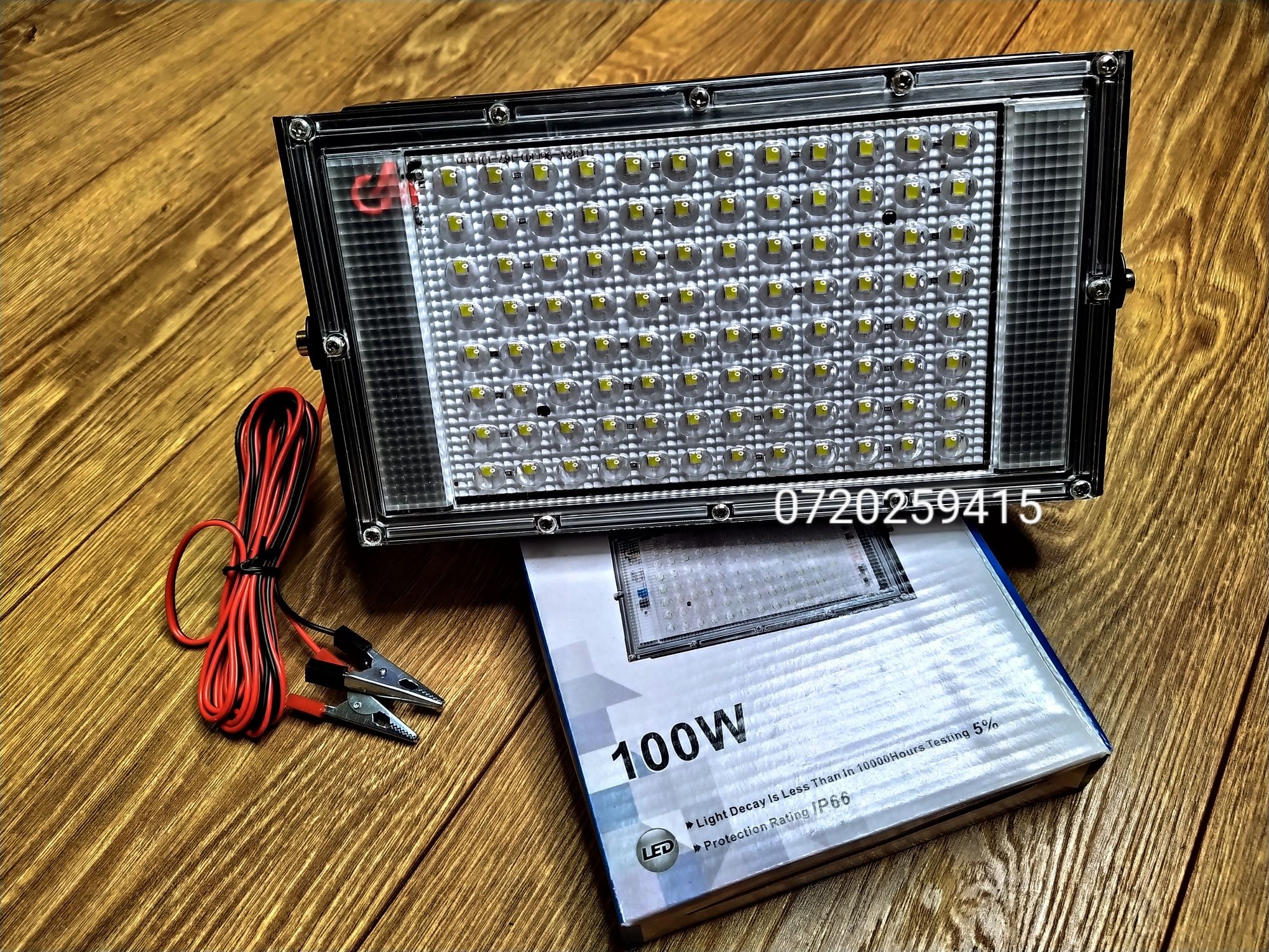 Proiector LED 12V Camping, Pescuit, Slim 100W=950W, 9500LM, 6000K, 12V