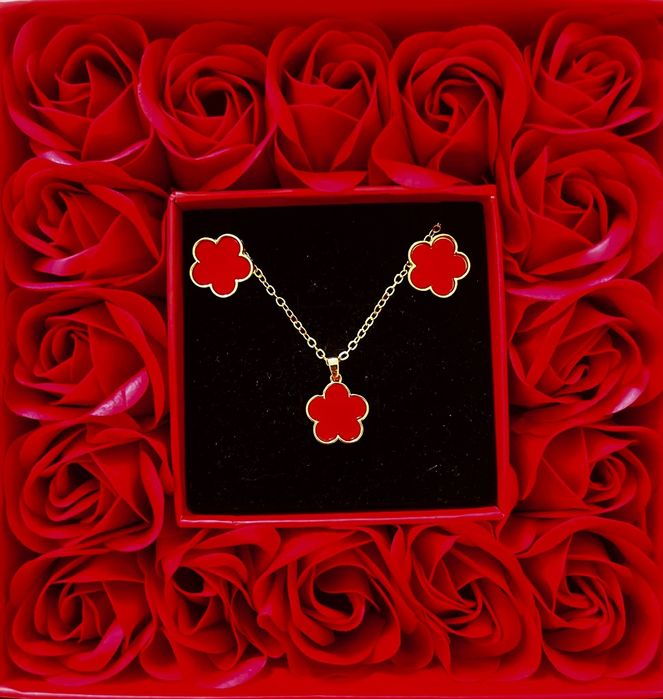 Set de bijuterii stil Van Cleef & Arpels, Rosu