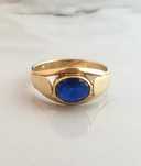 Inel din aur 14K cu safir albastru – mărimea 58, gramaj 3,53 gr