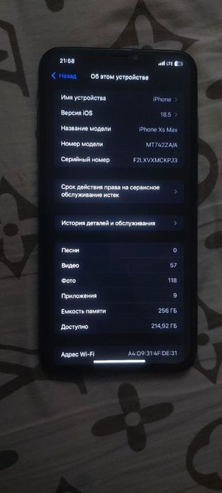 iPhone xs max 256tali 100