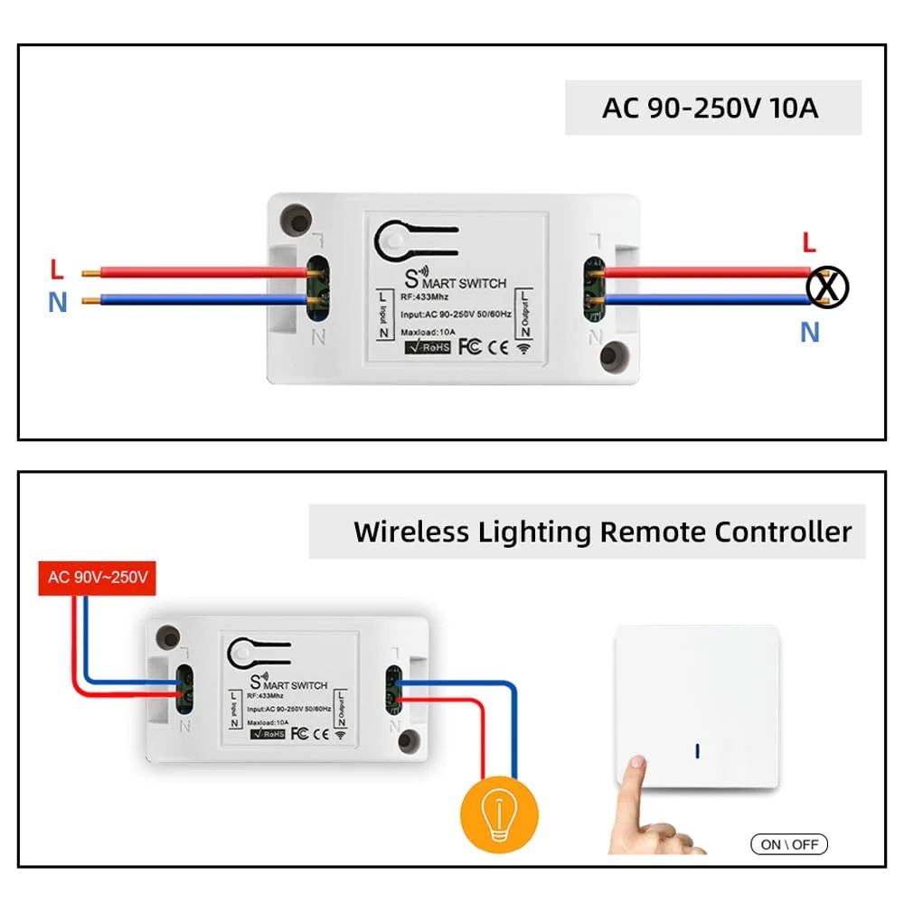 Единичен Moes smart  реле за кинетичен ключ RF433 + WiFi