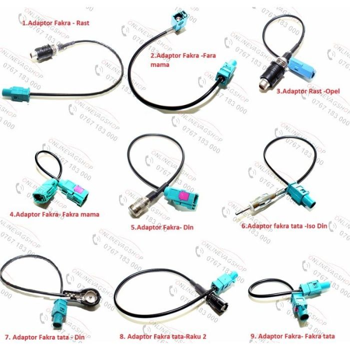 Adaptor antena conector FAKRA,ISO, DIN, RAKU 2, RAST