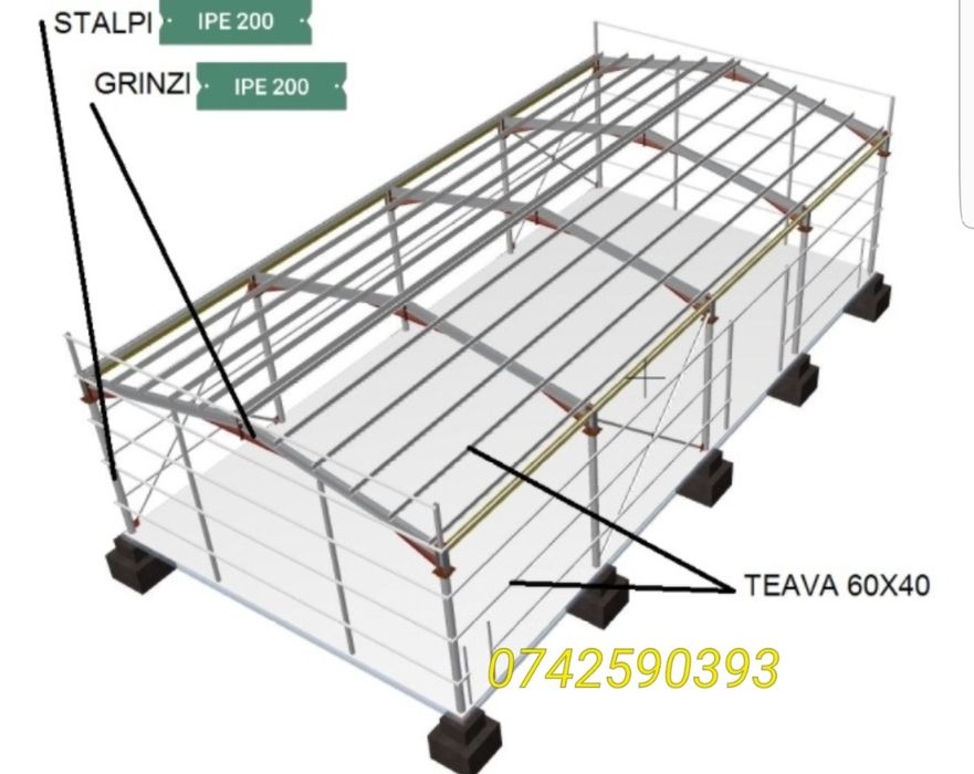 Vând hală metalică 14x25x4 x5 9000 e direct producator