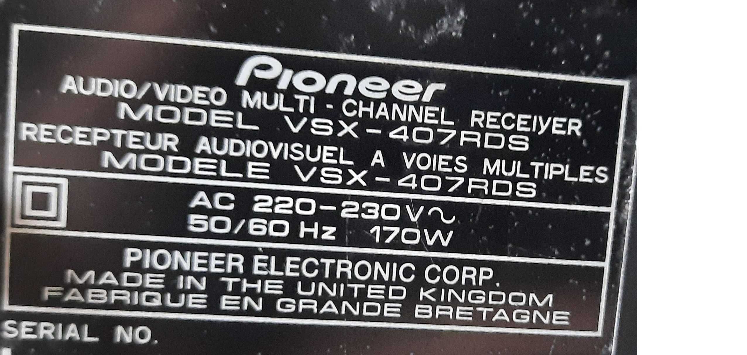 Продавам 5.1 ресийвър за домашно кино Pioneer vsx-407rds
