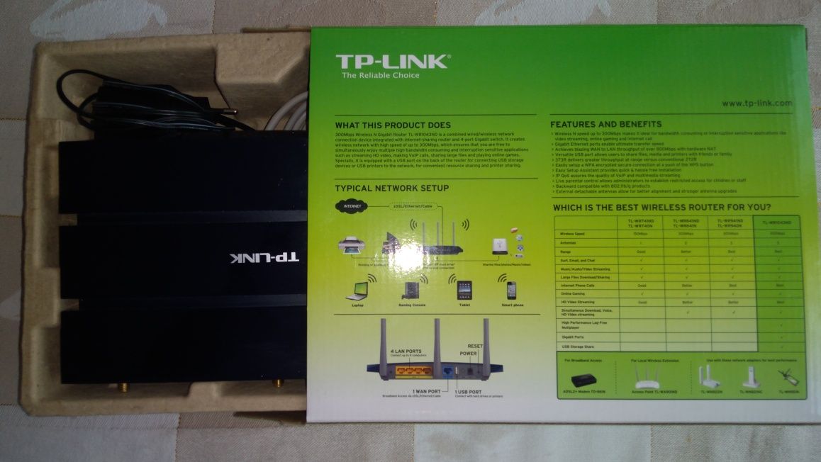Vând router wireless TP-LINK, viteza 300 Mbps