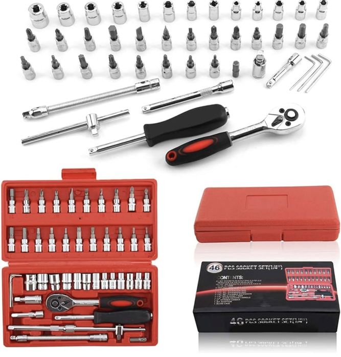 Гедоре 46 части Хромирана стомана в кутия Комплект инструменти