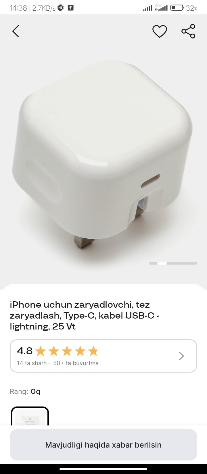 Orginal iPhone zaryadchigi