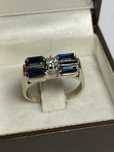 Inel aur alb 18kt.cu diamant si safire