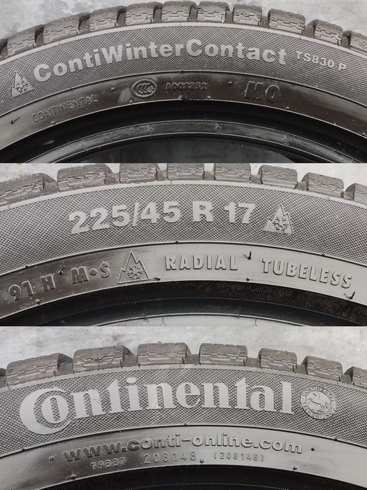 2бр. зимни гуми 225/45/17 Continental
dot22
6.9mm
Добро състояние на г
