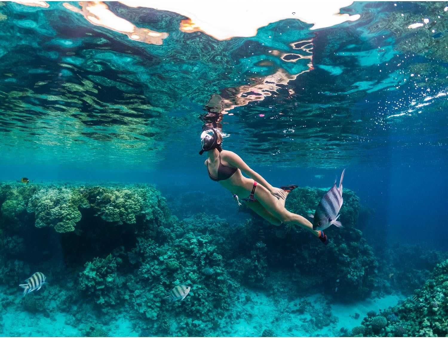 Masca snorkeling L/XL full-face vizibilitate 180° sistem anti-aburire
