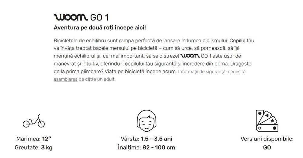 Bicicleta Woom GO 1