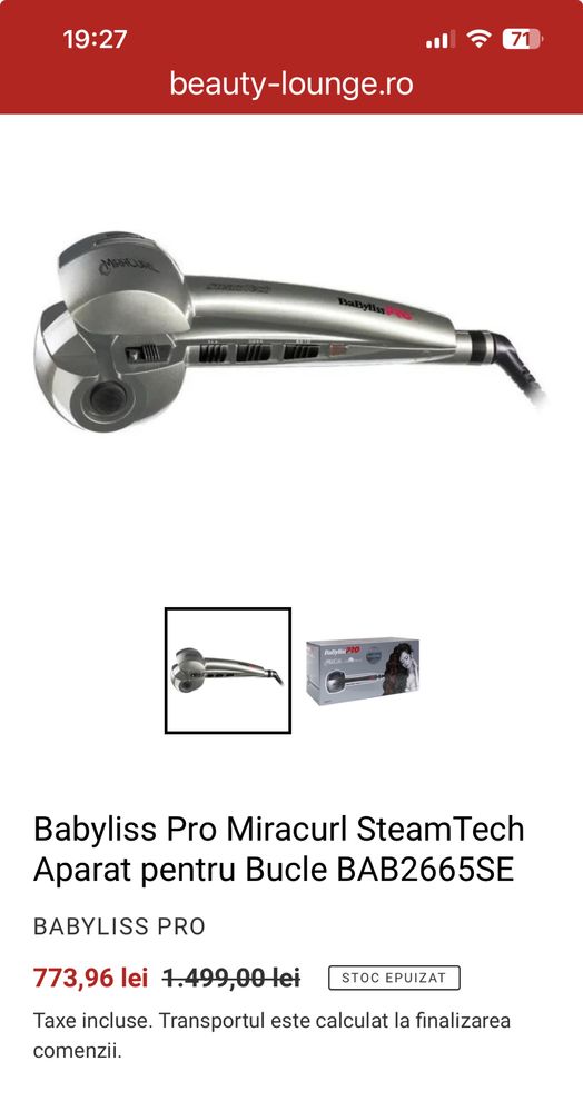Babyliss Pro Miracurl SteamTech Aparat pentru Bucle BAB2665SE