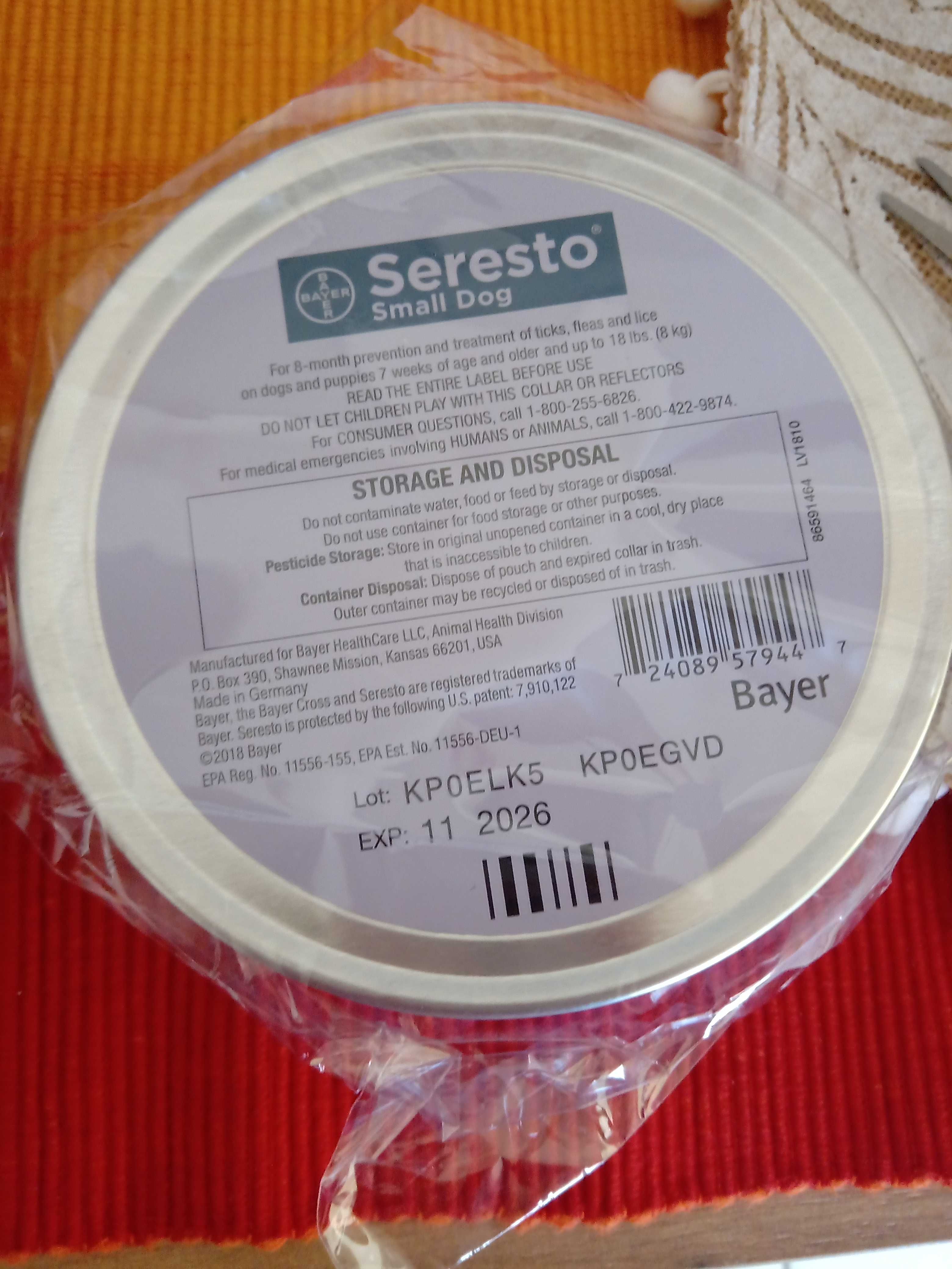 Seresto(Foresto) Каишка против кърлежи и бълхи за куче до 8кг