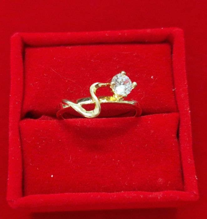 GR117,inel placat aur 14k, model logodna, inedit, zirconiu alb,superb