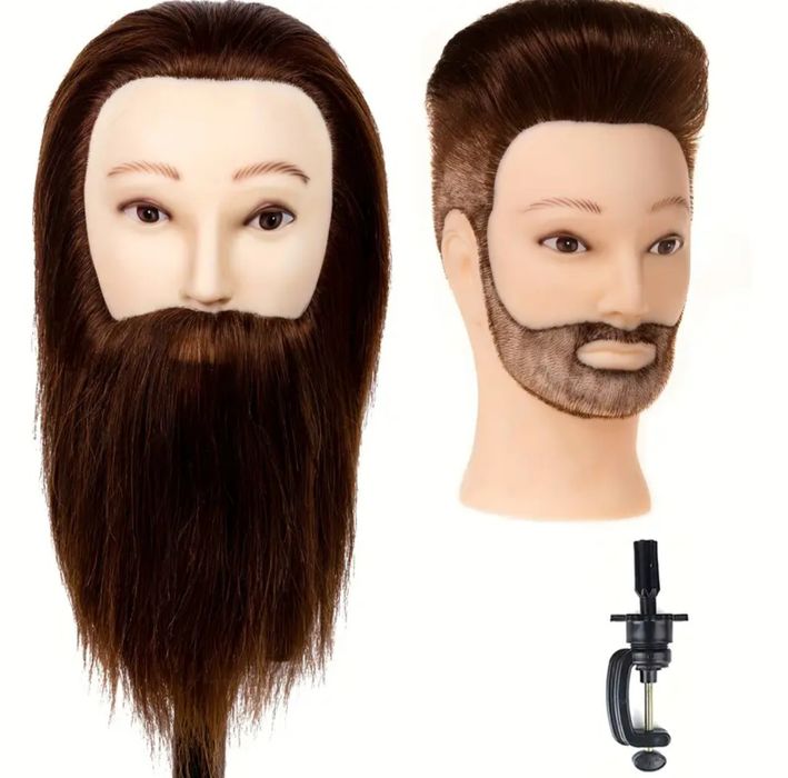 Мъжки тренировъчна глава за прически с стойка за маса