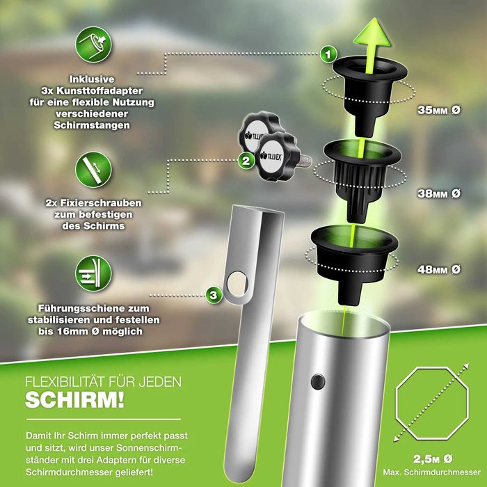 Гранитна стойка за чадъри с дръжка за носене Tillvex