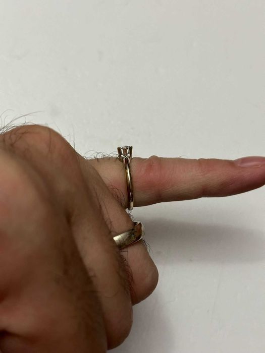 INEL AUR alb 18K + 1 Diamant = 0.15ct. - Solitaire - 3.7g - De logodna