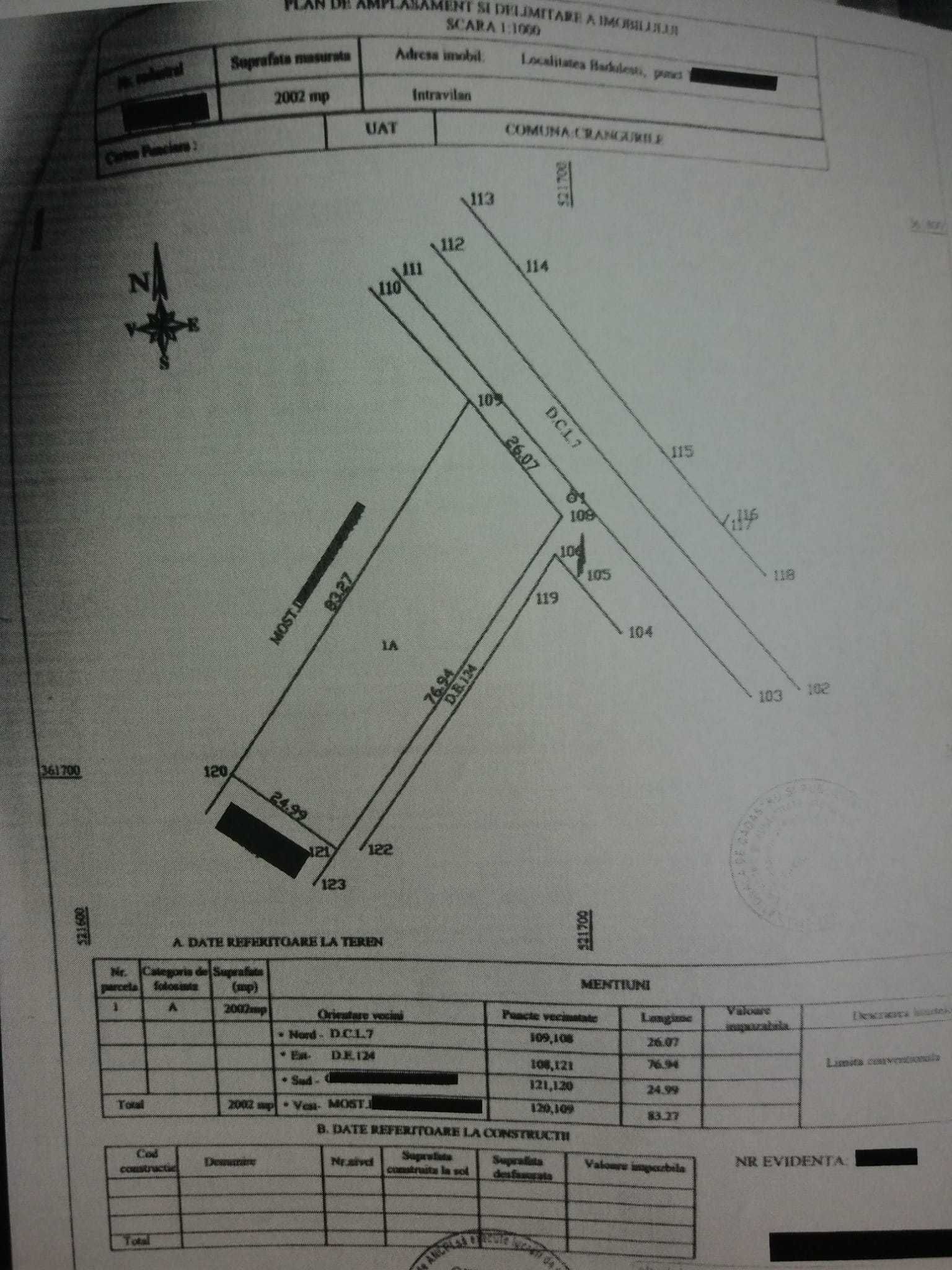 Teren intravilan la DN7 lângă benzinăria Vil Diesel comuna Crângurile