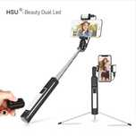 Селфи стик 6 в 1 HSU Beauty Dual Led - Tрипoд + дистанционно