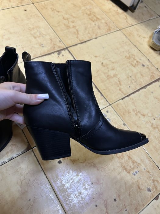 botine negre elegante cu toc gros marimea 38