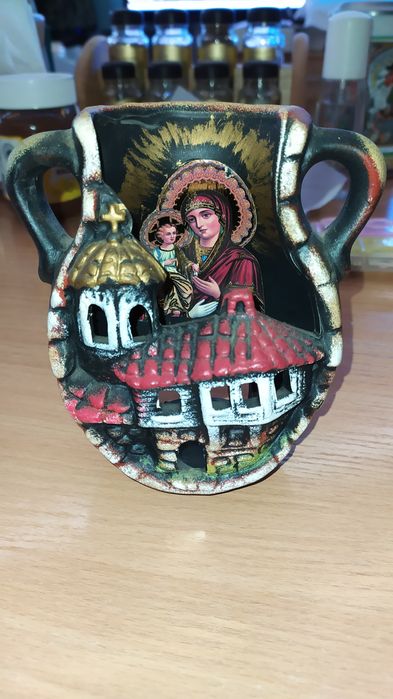 свещник за чаени свещи, Богородица и младенеца, 3D