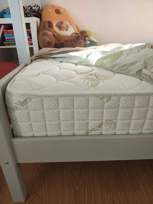 Pat etajat Transilvan, Sandra, Lemn Masiv, 80/120x200 cm, Gri