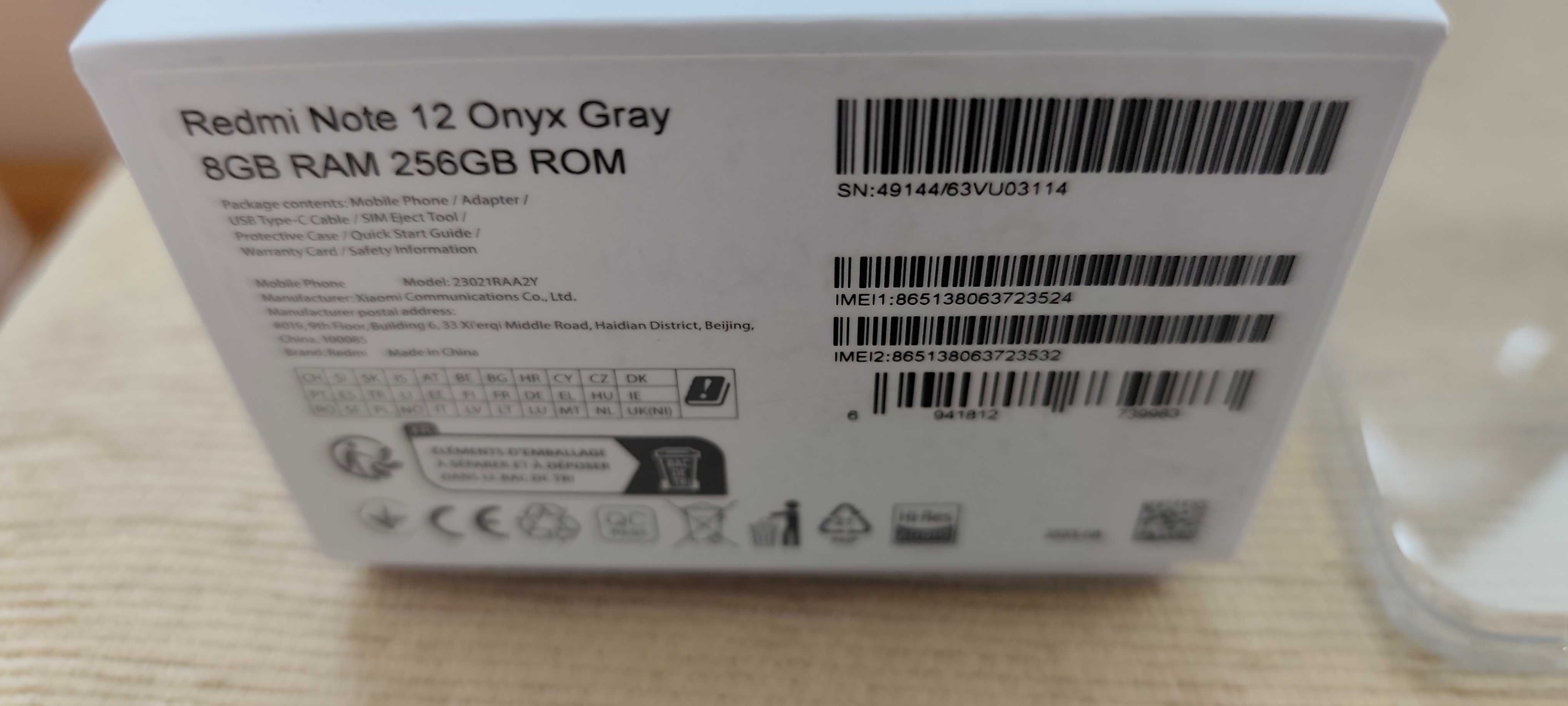 Xiaomi Redmi Note 12 4G 256GB/8GB RAM, Grey (в гаранция до 25.10.2025)