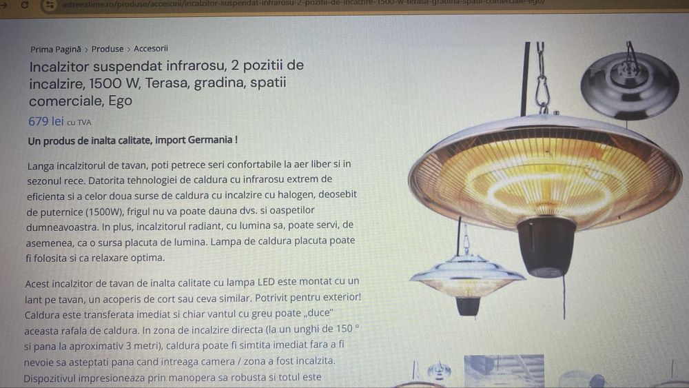 Incalzitor infrarosu Blumfeldt 1500w