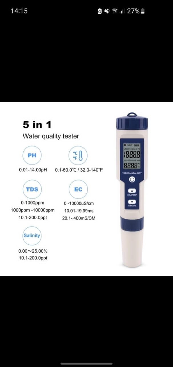 5 в 1 TDS/ES/PH соленость/измеритель температуры цифровой