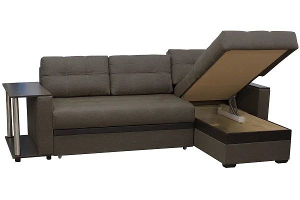 Угловой диван кровать коричневого цвета