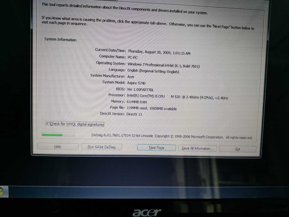 Laptop Acer :Intel i5,6gb ram,placa video,500gb