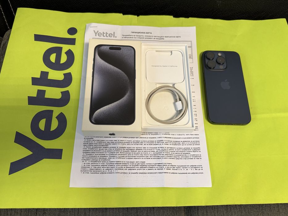256GB iPhone 15 Pro Yettel Гаранция 2027 Titanium Blue