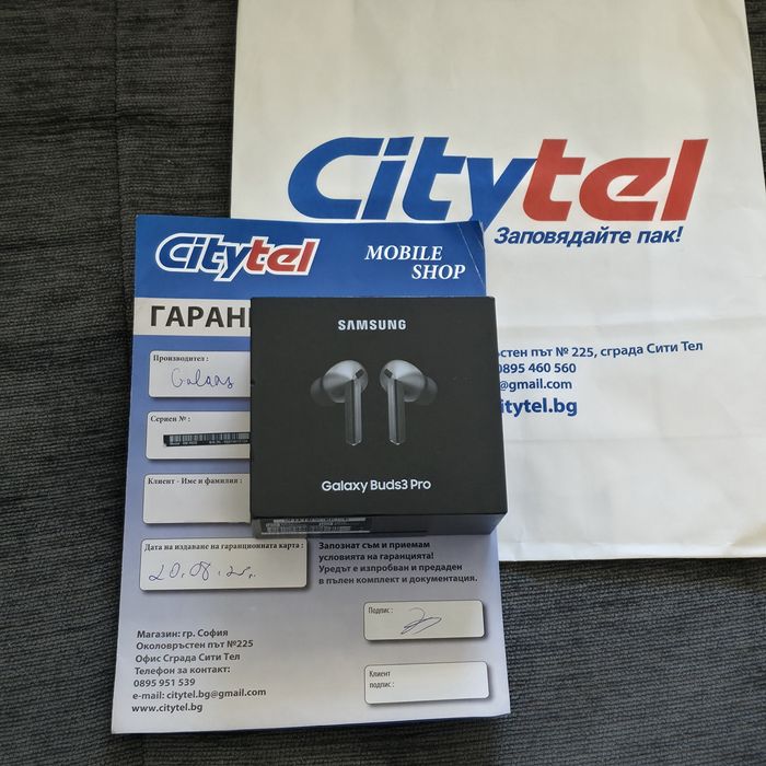КАТО НОВИ Samsung Galaxy Buds 3 Pro Citytel Гаранция 2027 Silver