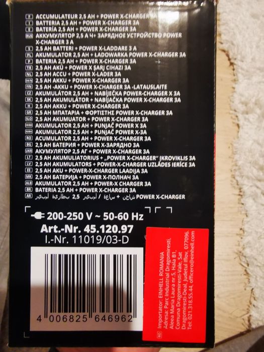 Baterie acumulator 2.5 ah și încărcător Einhell