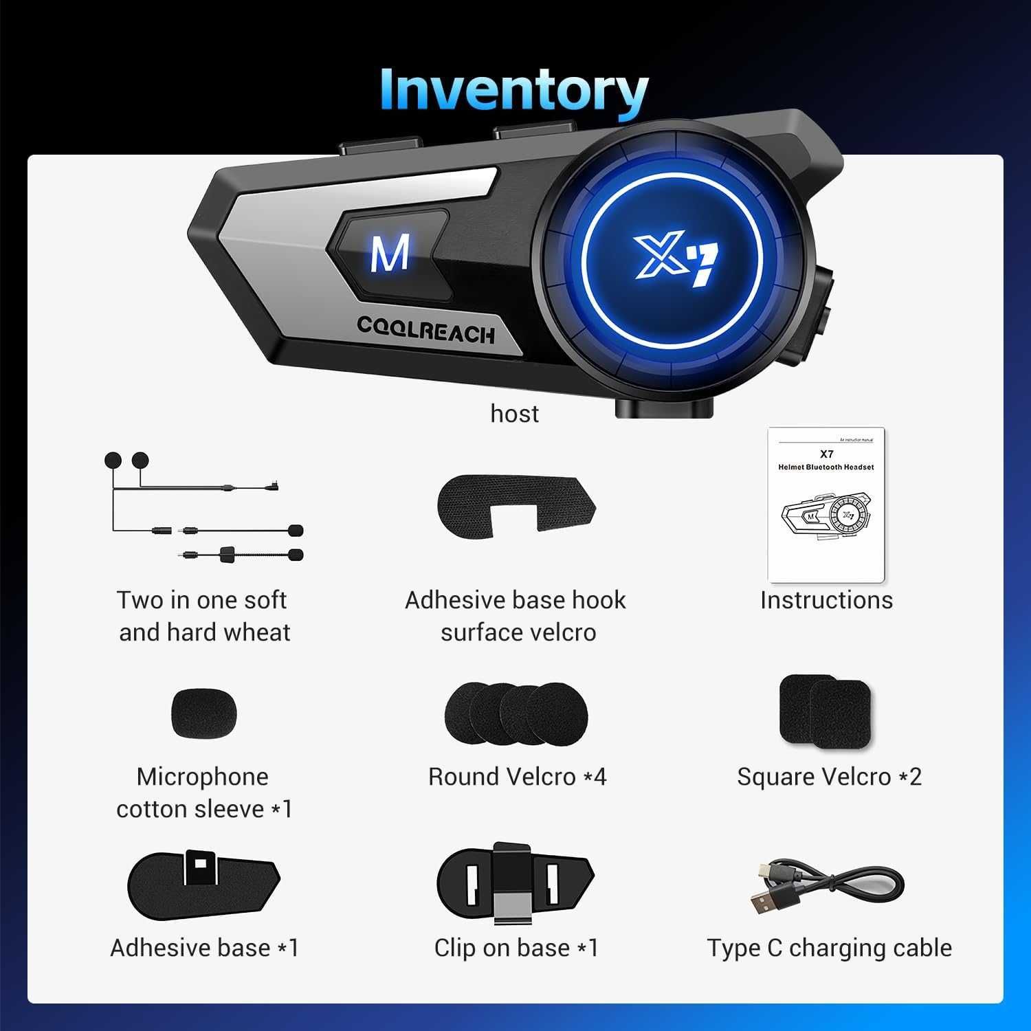 Bluetooth слушалка за мотоциклетна каска, CVC шумопотискане, IP67