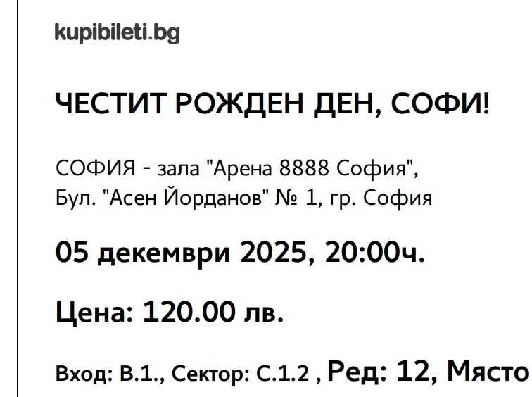 Билет за Софи Маринова