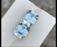 Aquamarin natural pereche 6.9ct cu certificat      inel cercei aur 18k