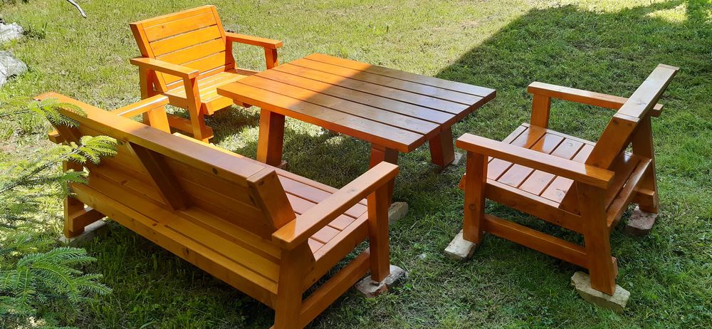 Set mobilier gradina lemn masiv brad